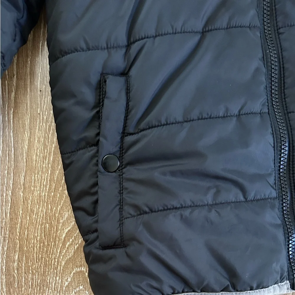 Cat & Jack Black Quilted Jacket with Soft Gray Fleece